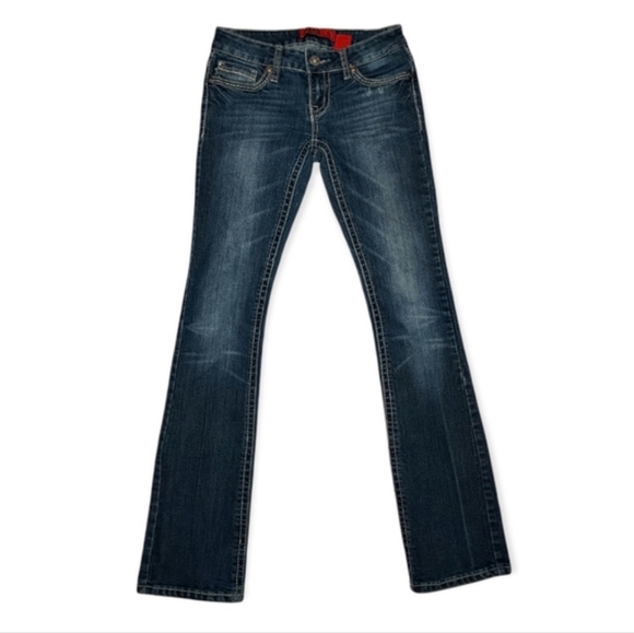 Zanadi Slim Boot Leg Rhinestone Accented Dark Wash Jeans, EUC, size 3 - Picture 3 of 7